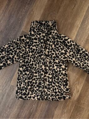 Billabong Faux Fur Leopard Print Jacket - Black & Tan